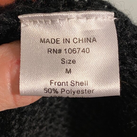 The Pyramid Collection Womens Black chunky Knit cardigan long sweater ruffle M - Picture 6 of 12